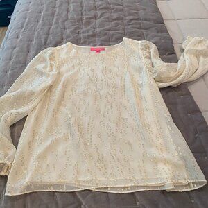 Lilly Pulitzer Gold Thread silk blouse size XL
